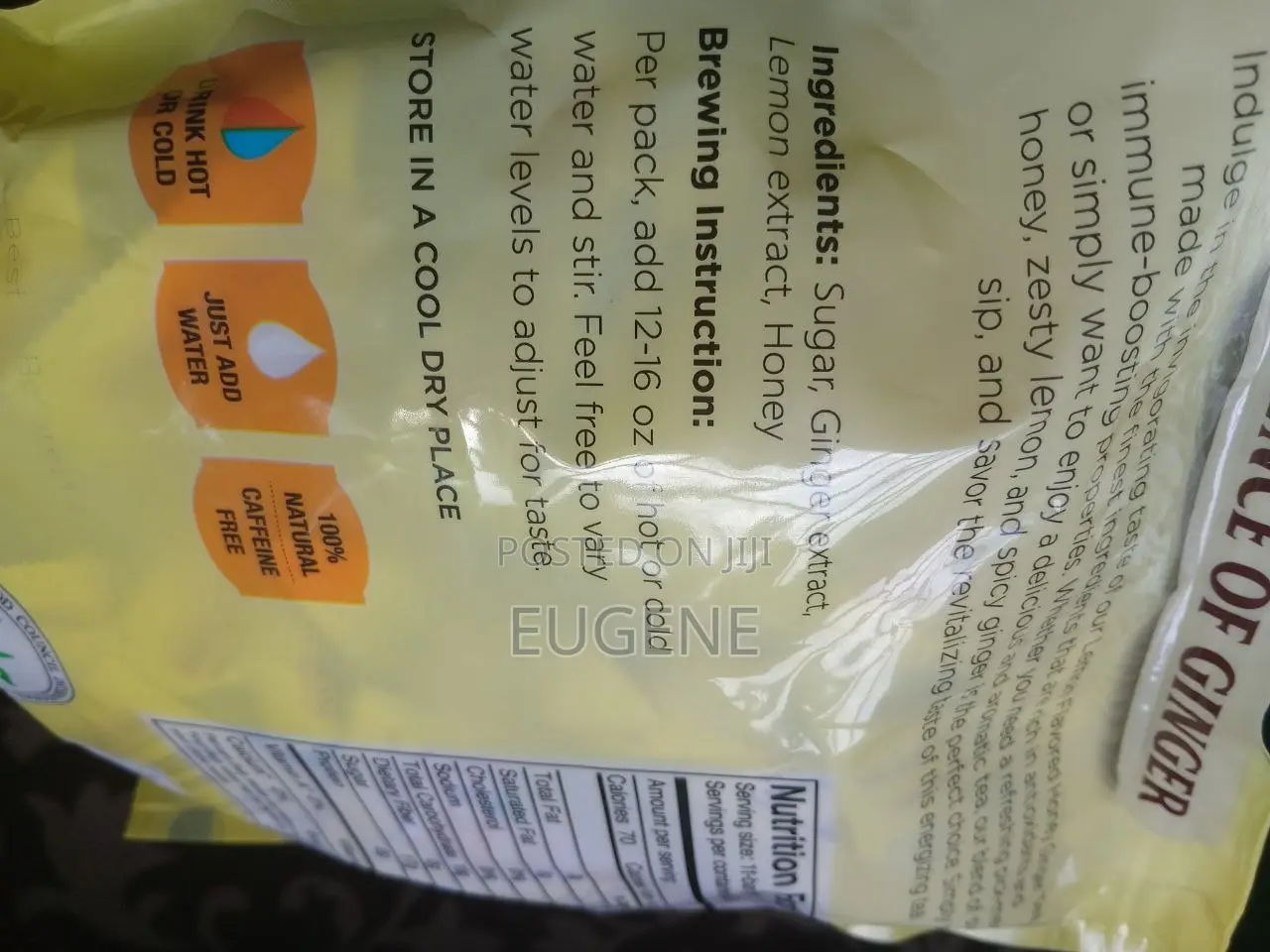 Essence of Ginger Instant Honey Ginger Tea Lemon Flavor Caffeine-Free