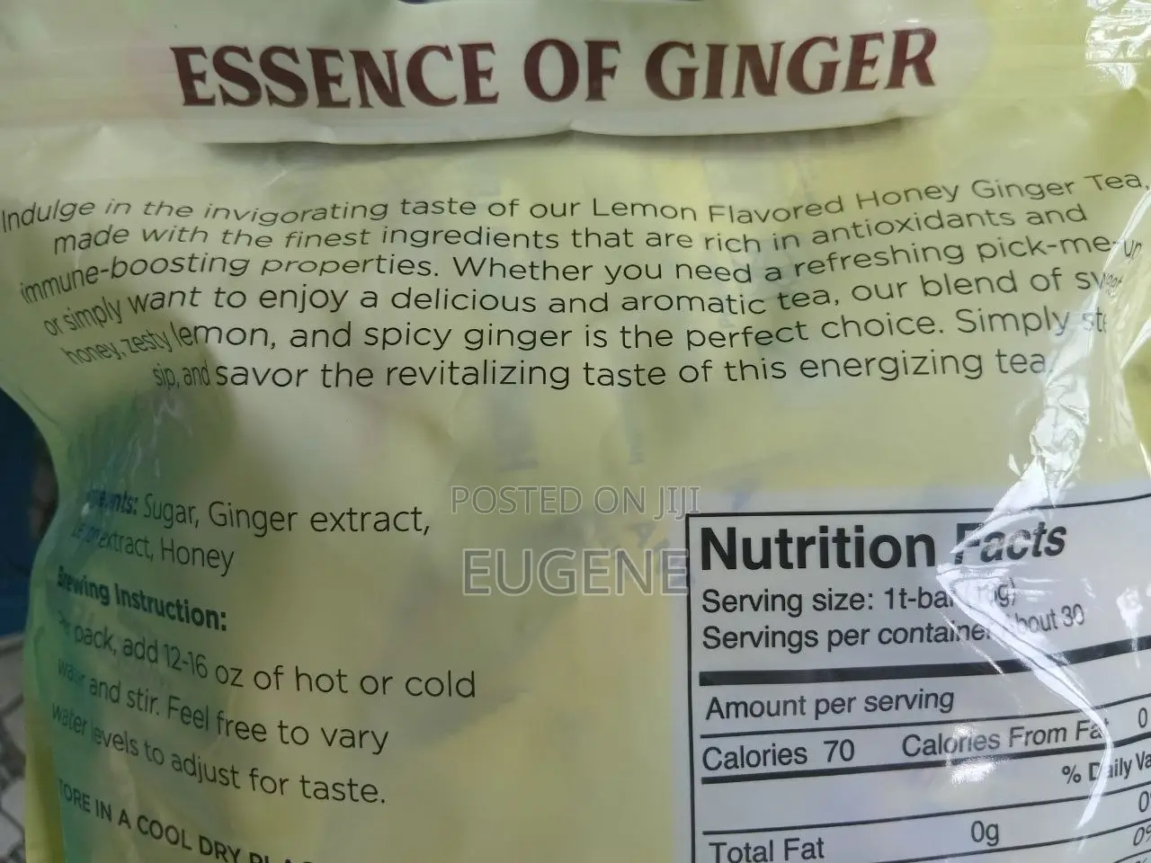 Essence of Ginger Instant Honey Ginger Tea Lemon Flavor Caffeine-Free