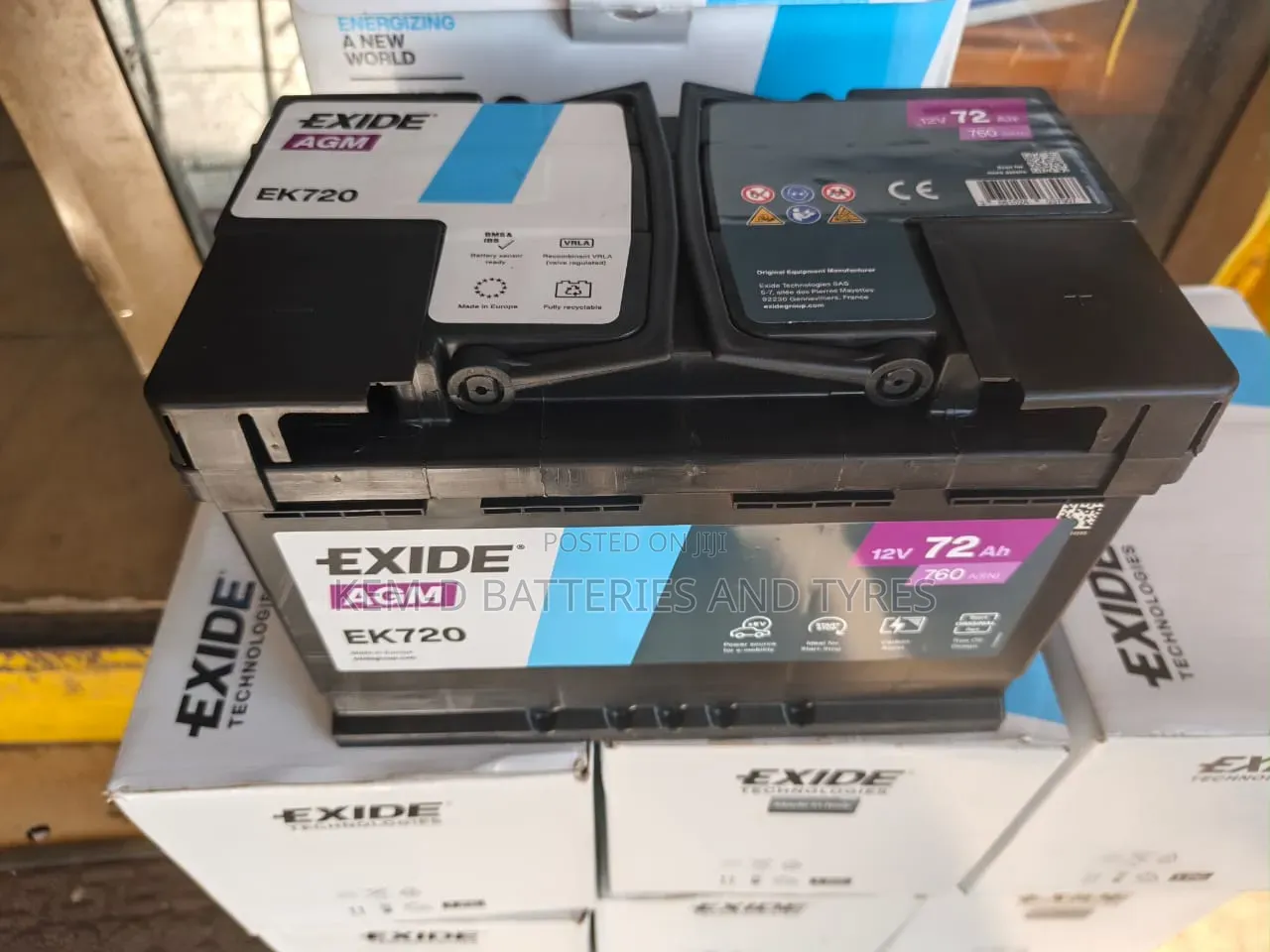 AGM 15 Plates Exide Battery 72Ah EK720 + Free Delivery + 1yr Warranty