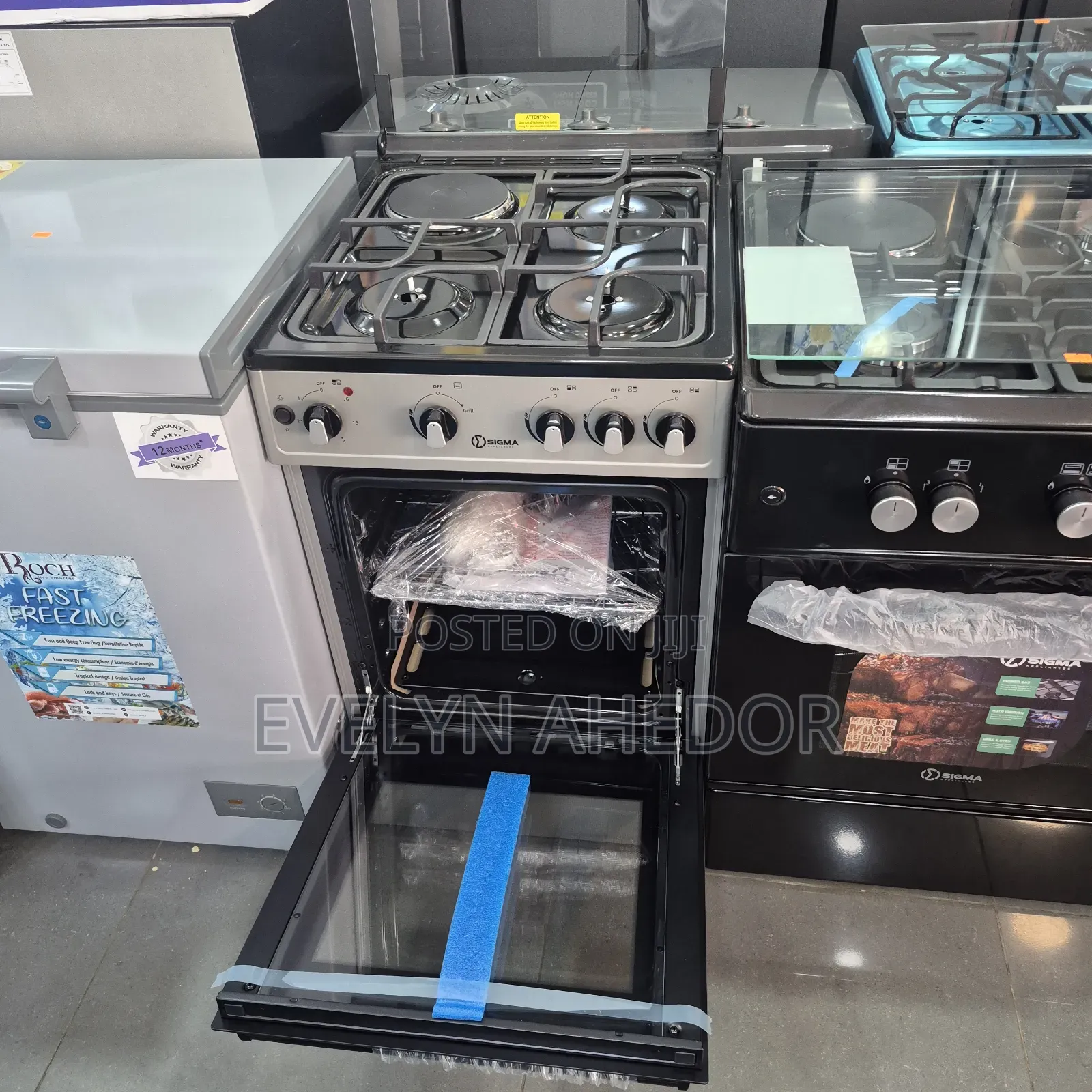 Cute Sigma Black Colour 1 Electric and 3 Gas Cooker for Sale