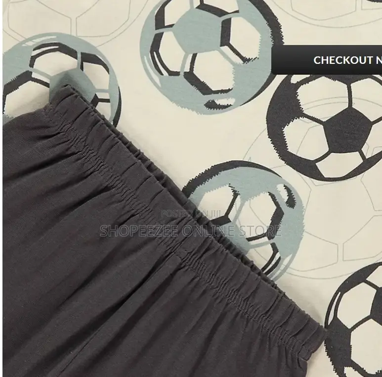 Boys Cream Football Long Sleeve Pyjamas