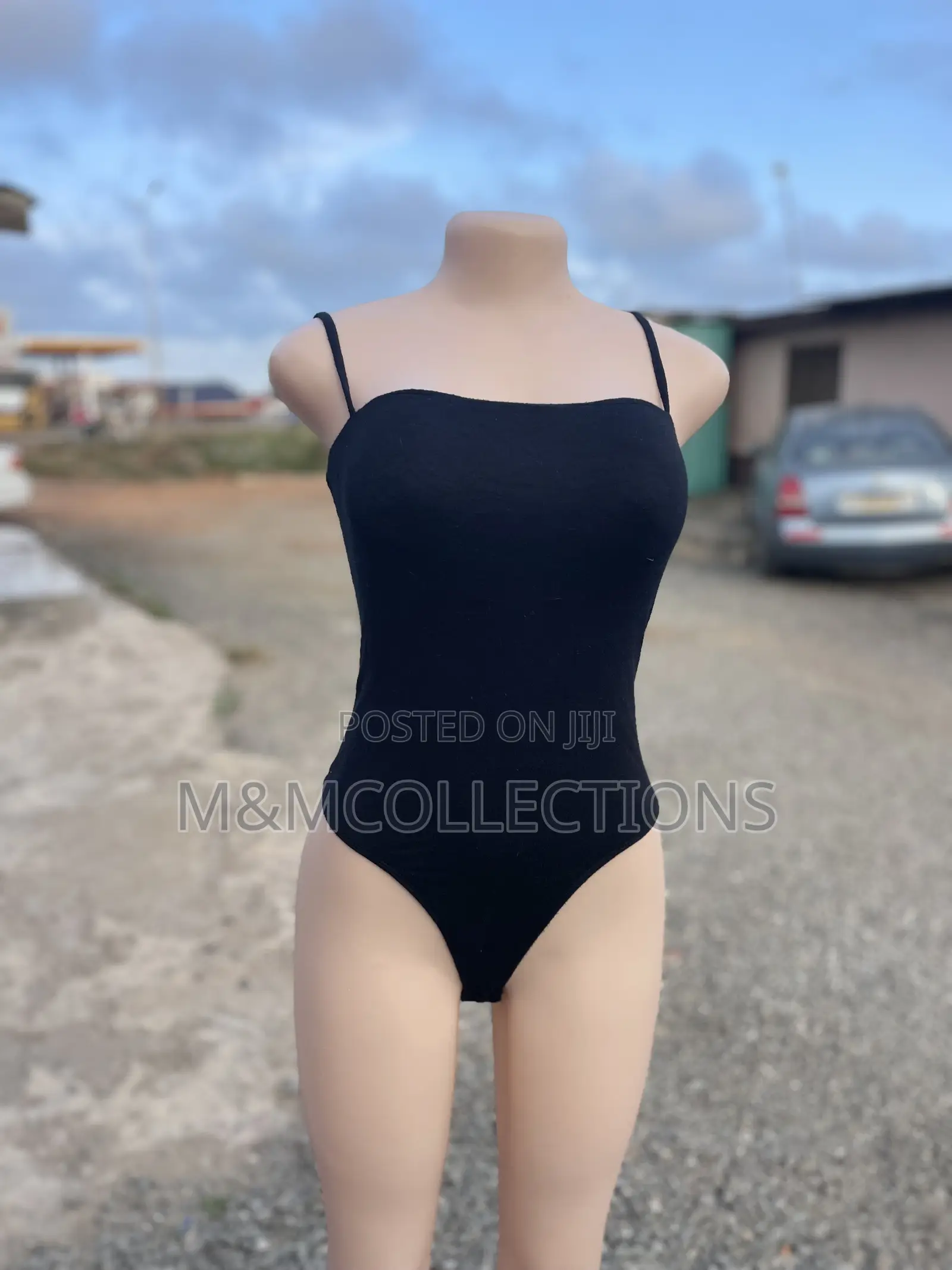 Black Spaghetti Strap Bodysuit