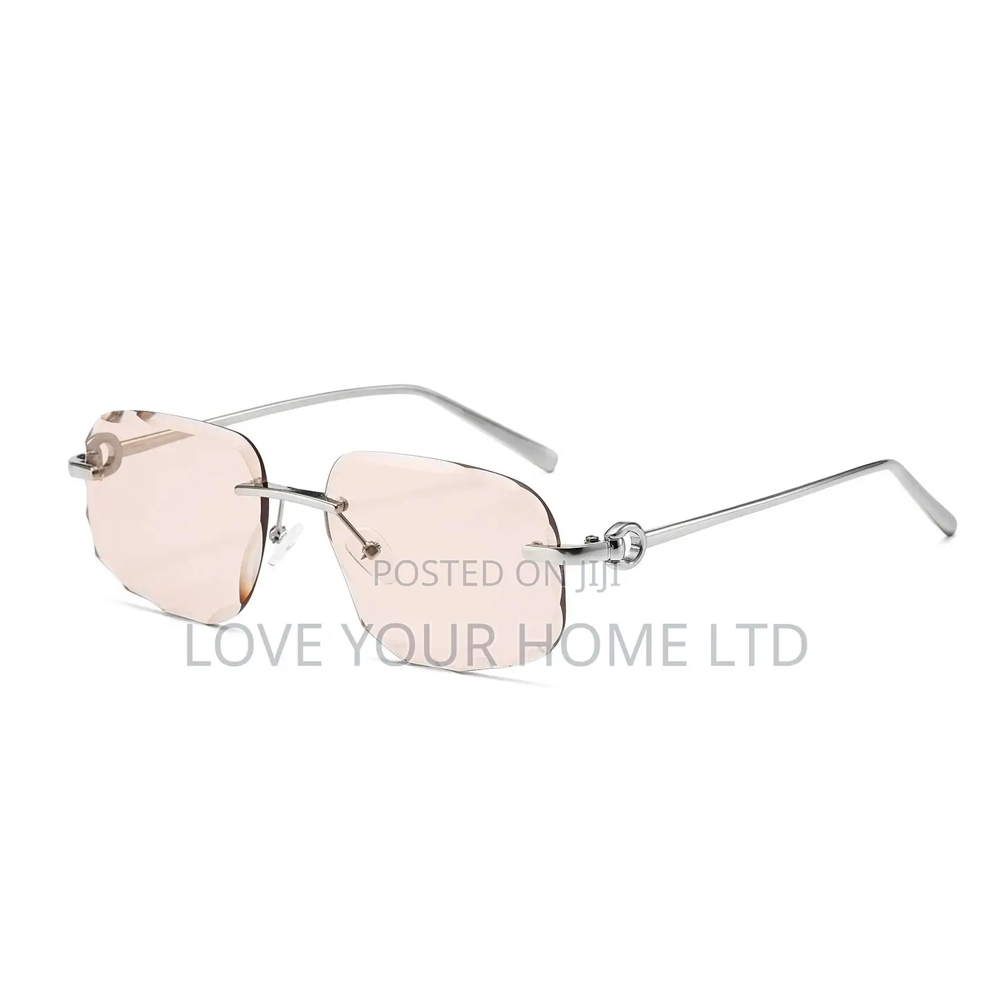 Rimless Square Sunglasses – Pink Gradient Lens Silver Frame