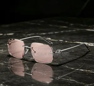 Rimless Square Sunglasses – Pink Gradient Lens Silver Frame