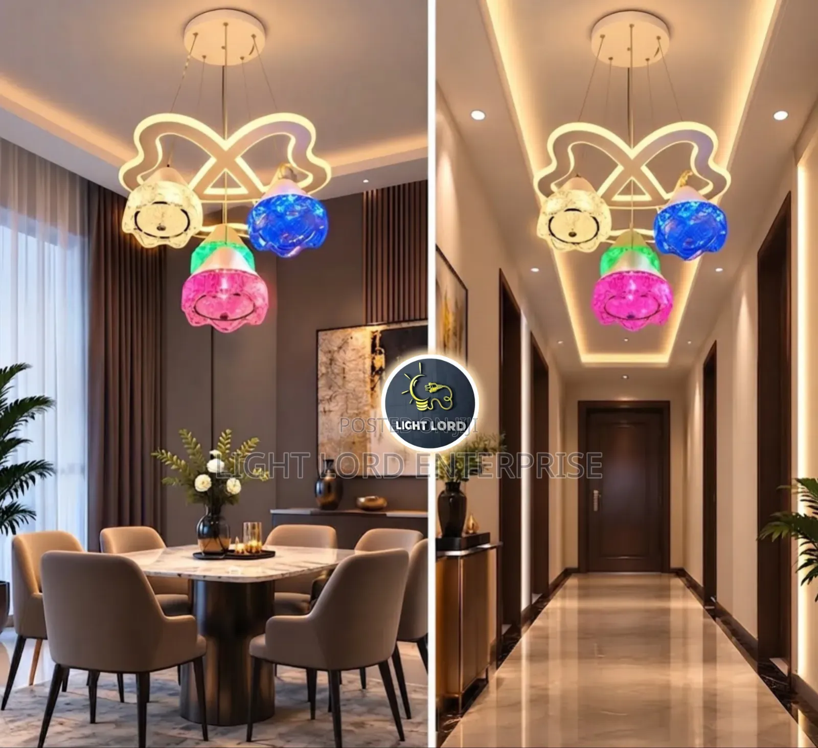 Butterfly She'd Muiti Colir Pendant Light