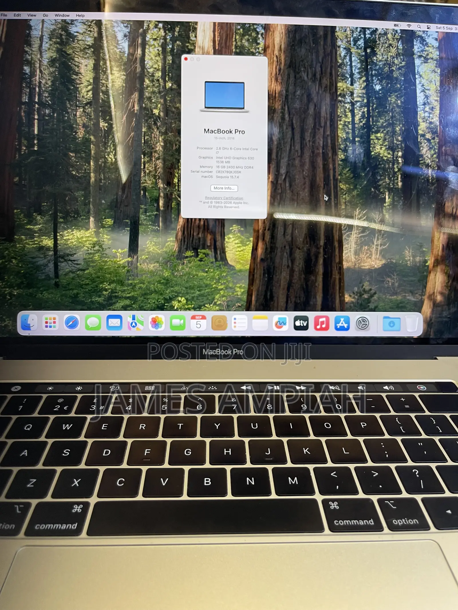 Laptop Apple MacBook Pro 2019 16GB Intel Core i7 SSD 256GB