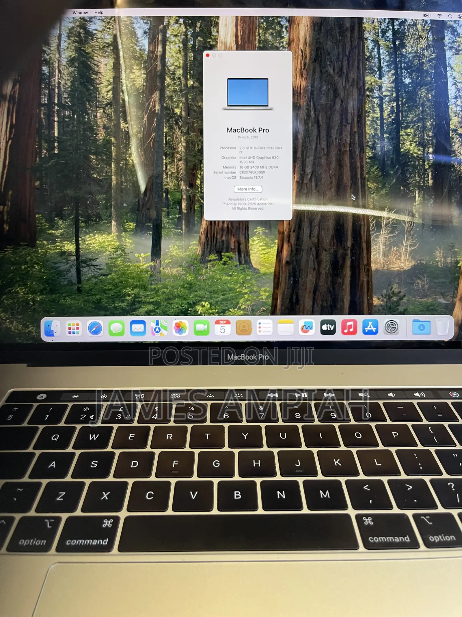 Laptop Apple MacBook Pro 2019 16GB Intel Core i7 SSD 256GB