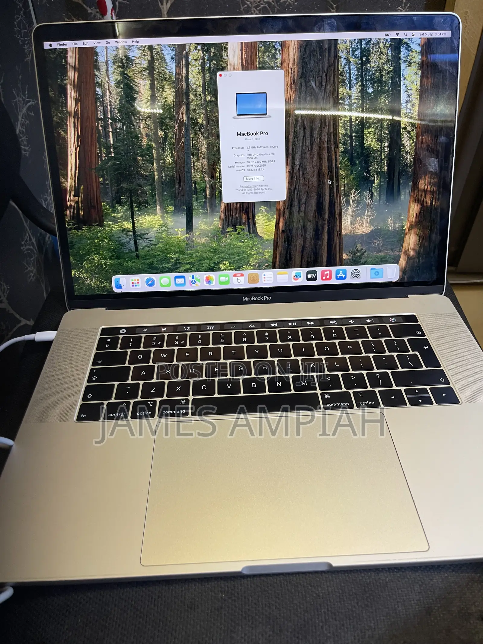 Laptop Apple MacBook Pro 2019 16GB Intel Core i7 SSD 256GB