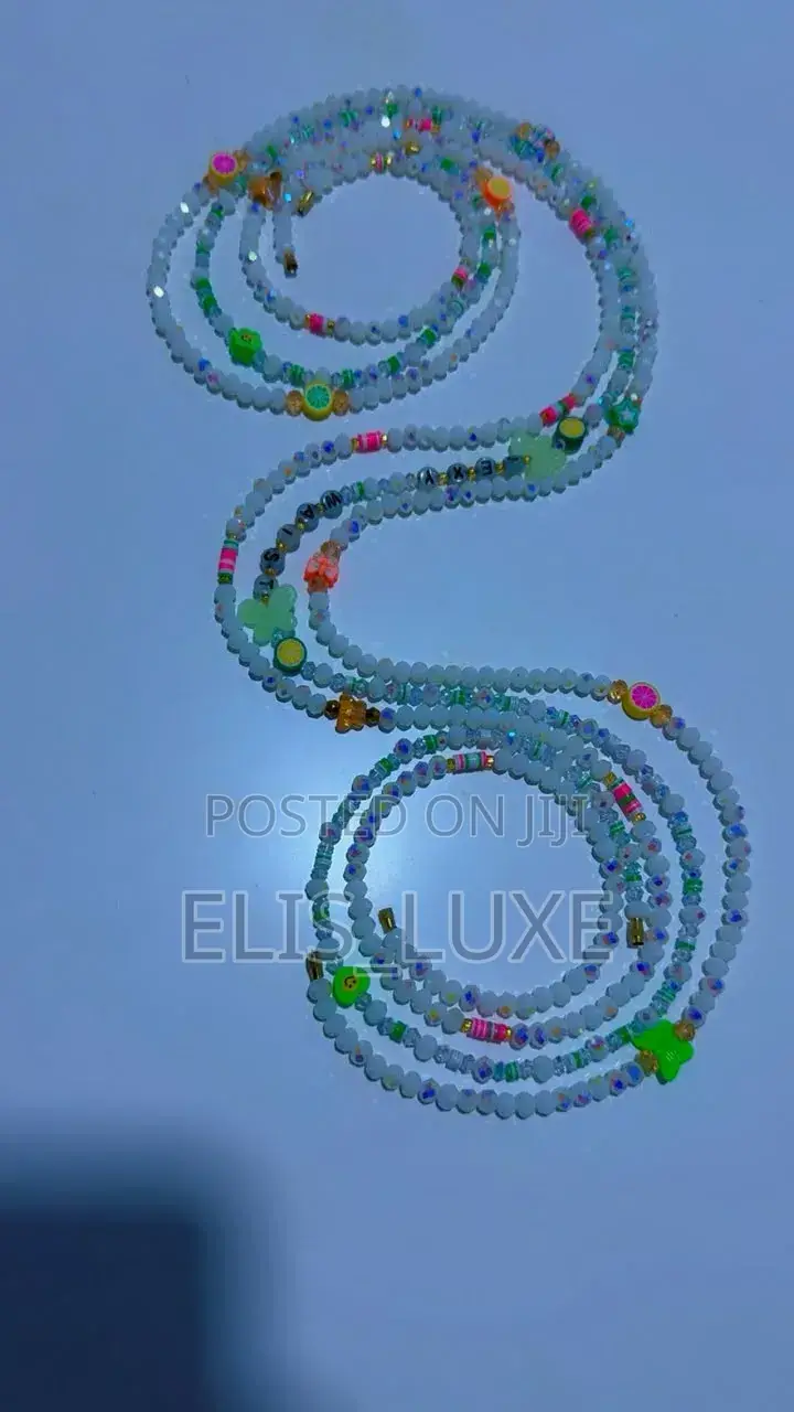 Crystal Waist Beads With Glow in the Dark Butterflies and Alphabets