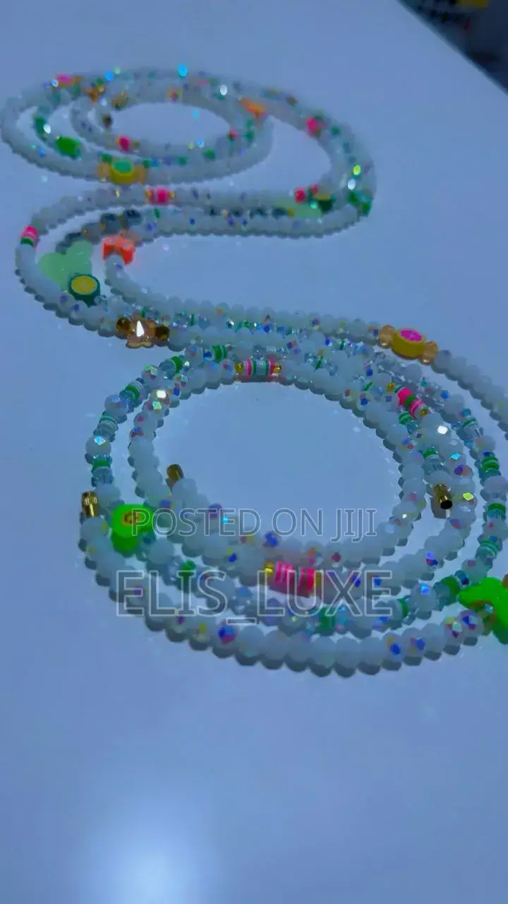 Crystal Waist Beads With Glow in the Dark Butterflies and Alphabets