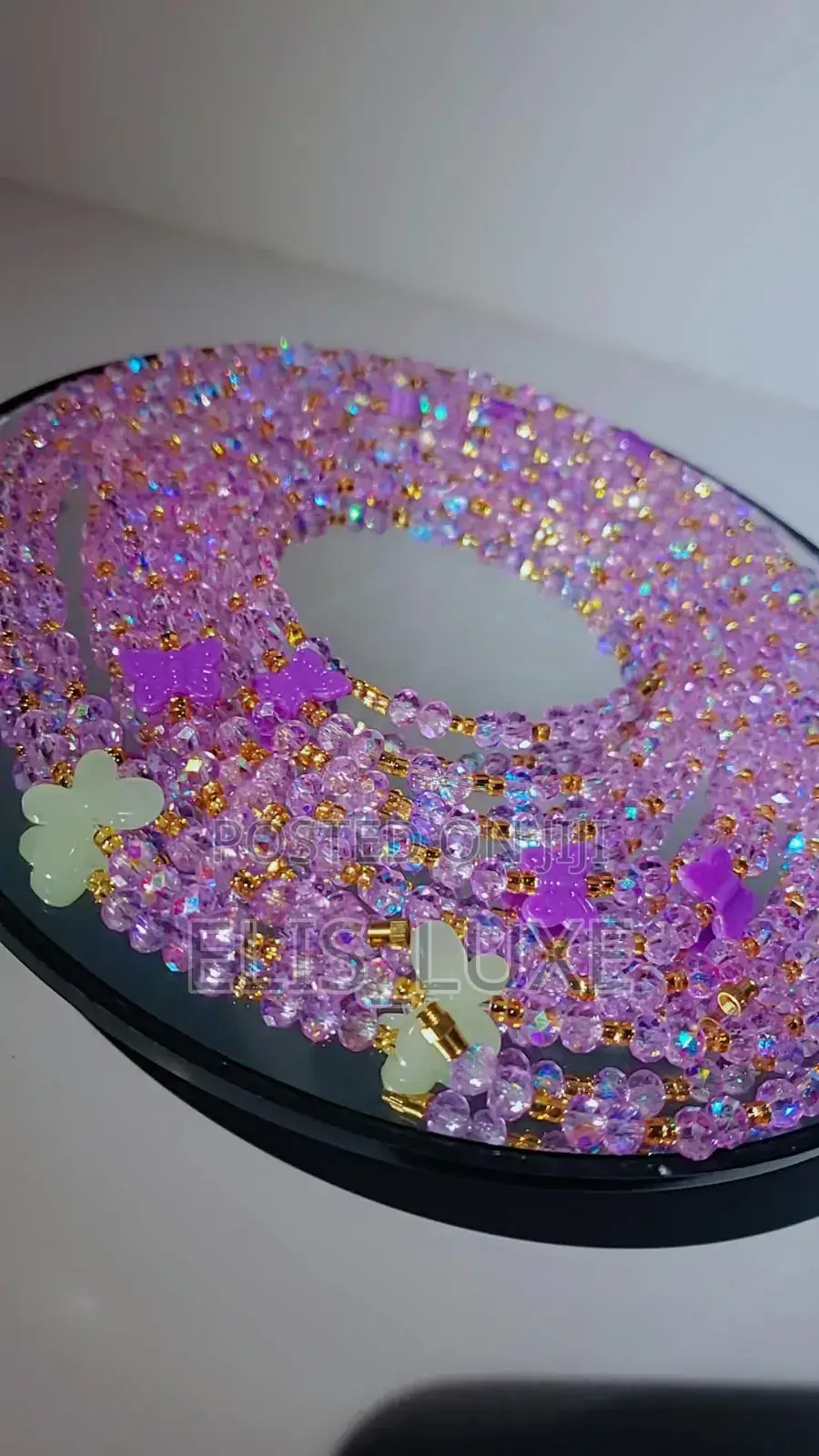 Crystal Waist Beads With Glow in the Dark Butterflies and Alphabets