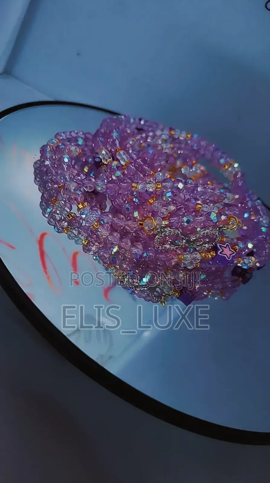 Crystal Waist Beads With Glow in the Dark Butterflies and Alphabets