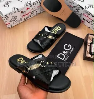 D G Men’s Crocodile - Embossed Cross-Strap Sandals