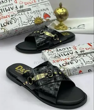 D G Men’s Crocodile - Embossed Cross-Strap Sandals