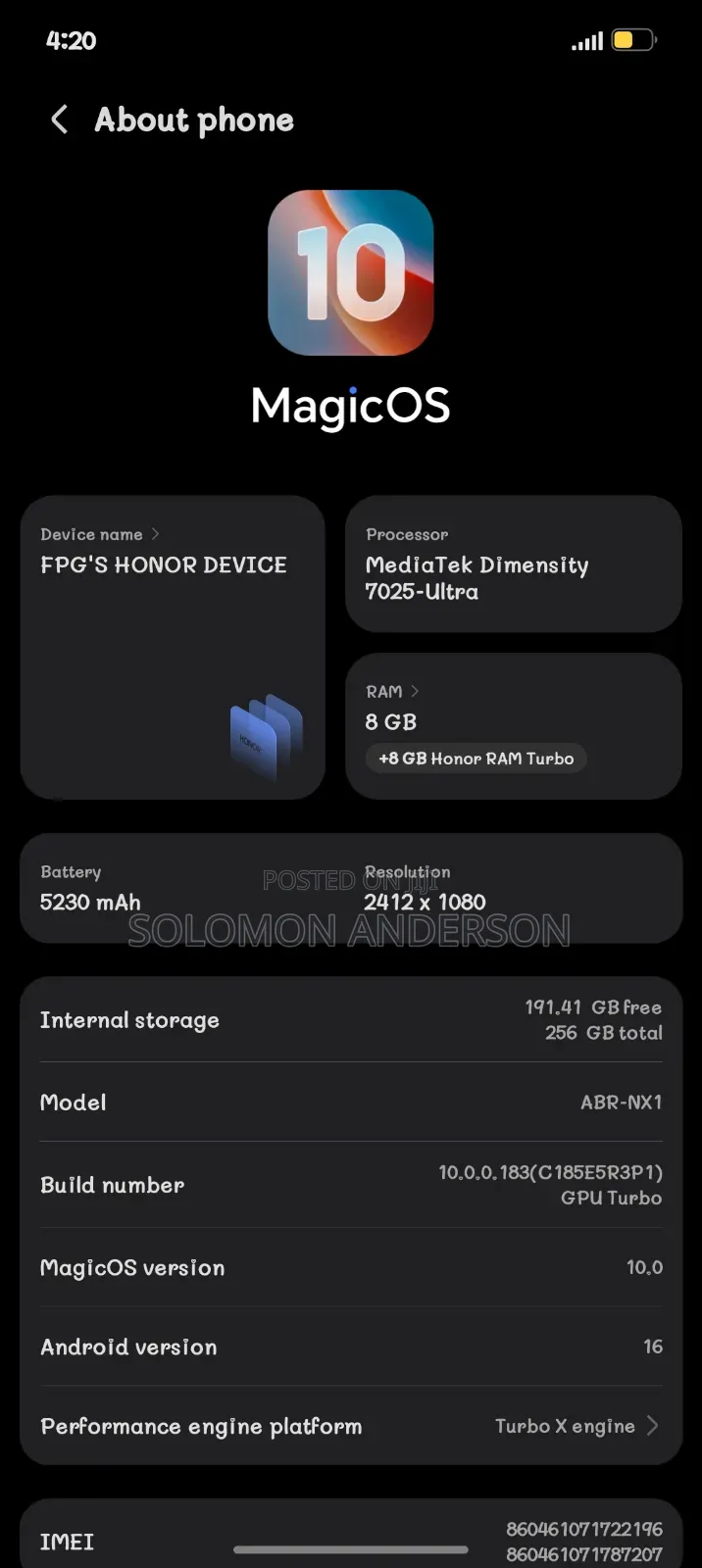 Honor 400 Lite 256 GB Graphite
