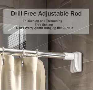 14 Feet Drill-Free Telescopic Shower Curtain Rod No-Drill