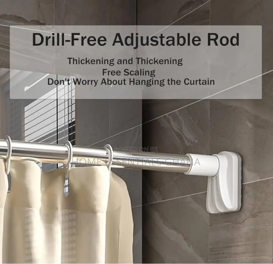 14 Feet Drill-Free Telescopic Shower Curtain Rod No-Drill