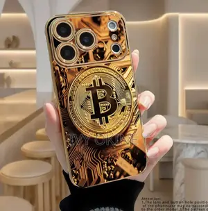 Phone Case: 2D Flat Phone Case: Luxurious Golden Bitcoin
