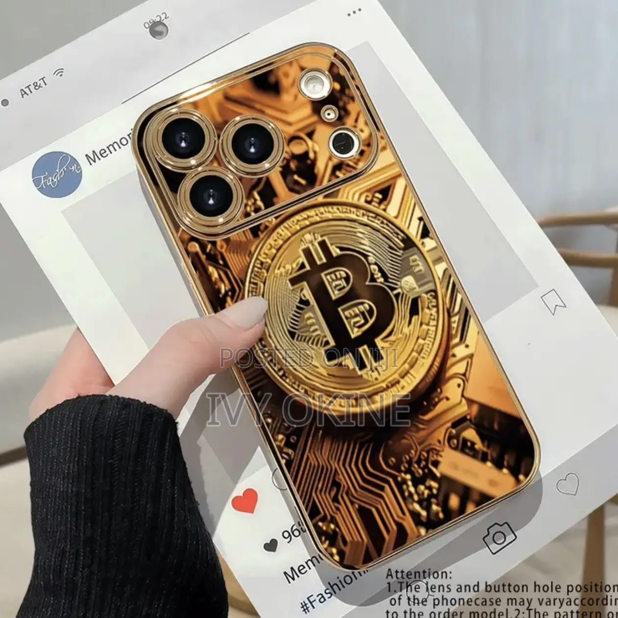 Phone Case: 2D Flat Phone Case: Luxurious Golden Bitcoin