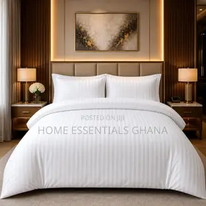 100% Cotton Hotel Bedding Set White Stripe Duvet Cover King Size