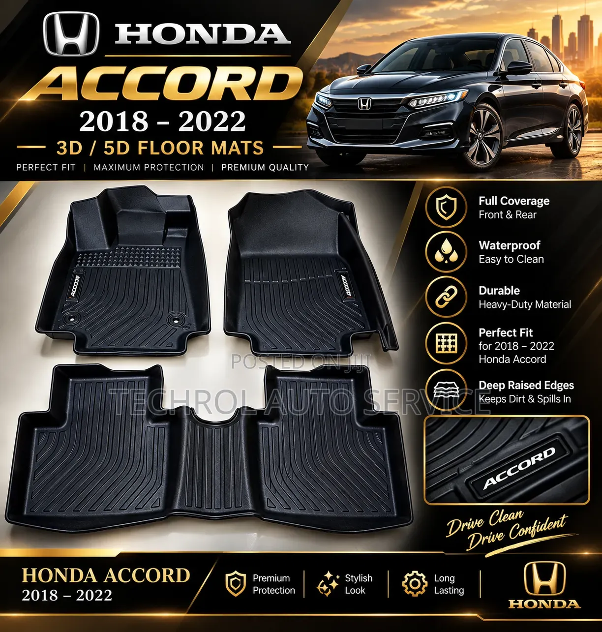 Honda Accord 2018 - 2022 Floor Mat 3D,5D CUSTOM MADE