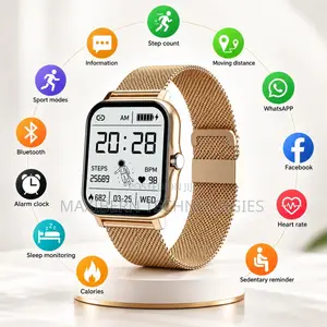 Besundy Smart Watch Bluetooth Calling Sports Watch – Gold