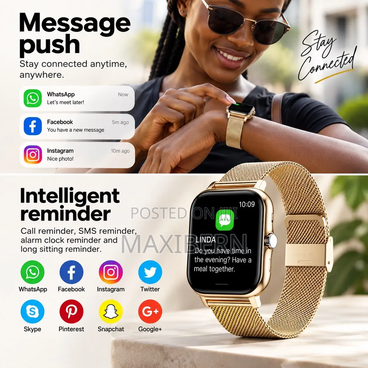 Besundy Smart Watch Bluetooth Calling Sports Watch – Gold