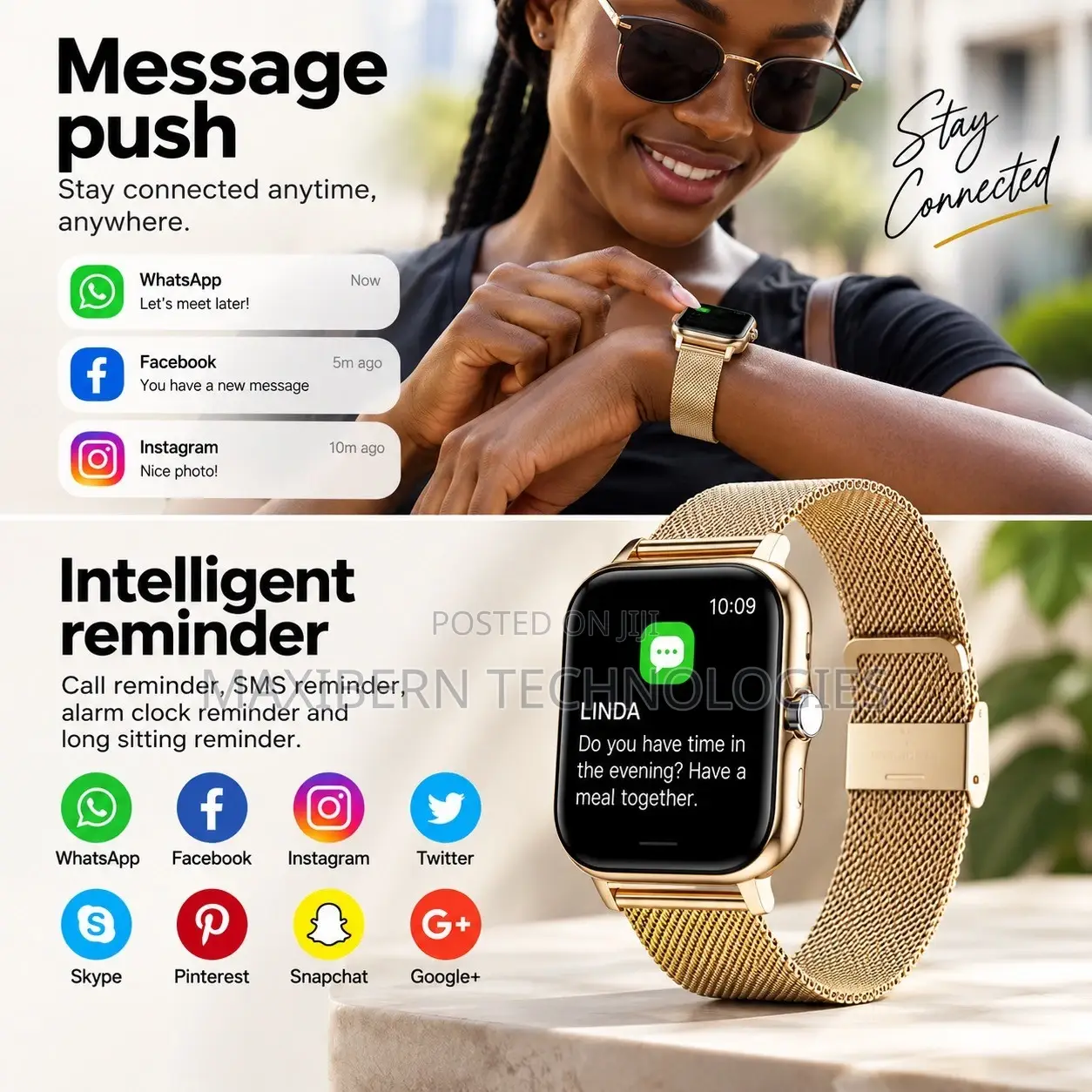 Besundy Smart Watch Bluetooth Calling Sports Watch – Gold