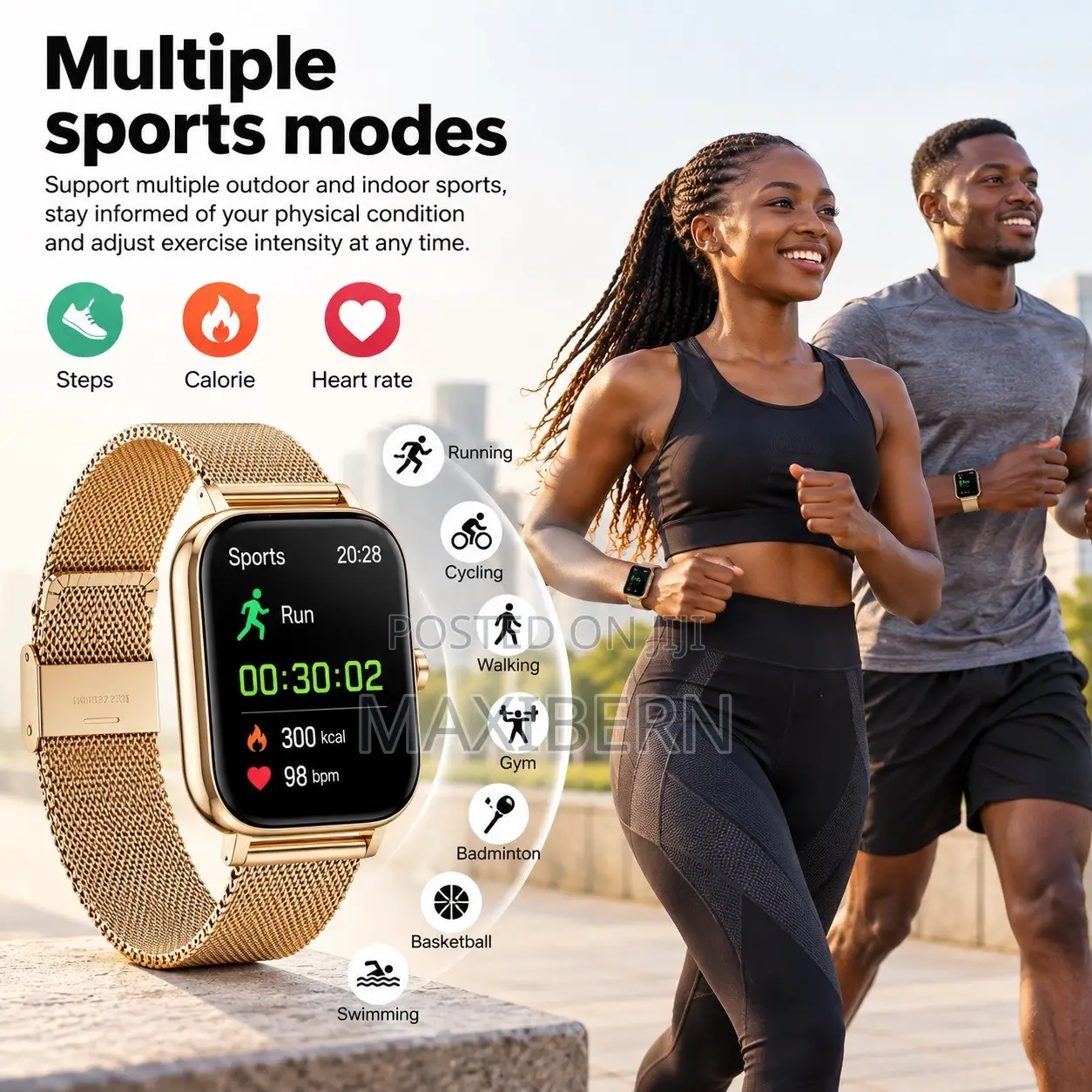 Besundy Smart Watch Bluetooth Calling Sports Watch – Gold
