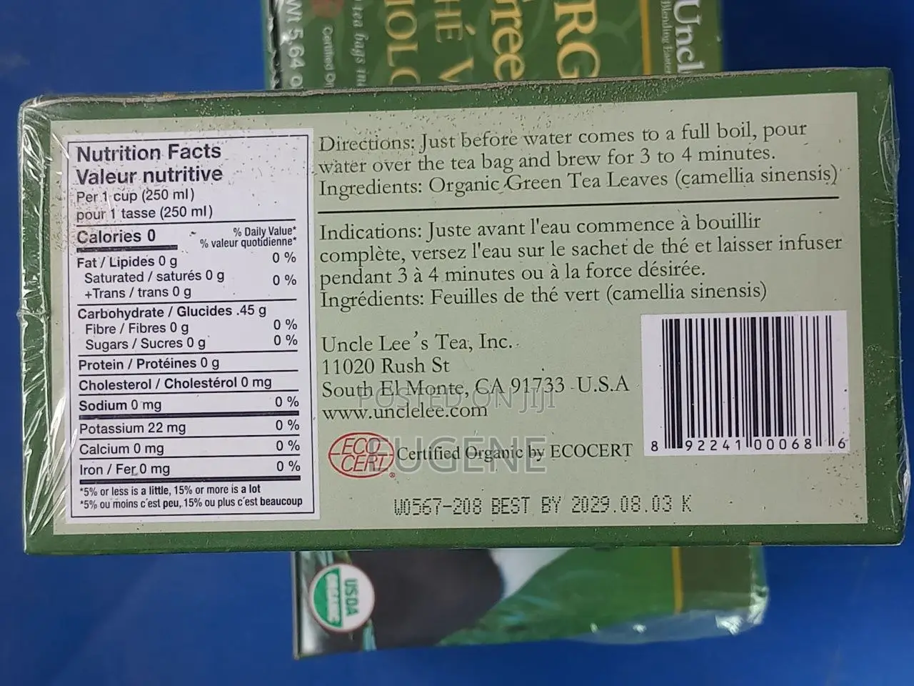 Uncle Lee's Organic Green Tea 100 Tea Bags (160g)
