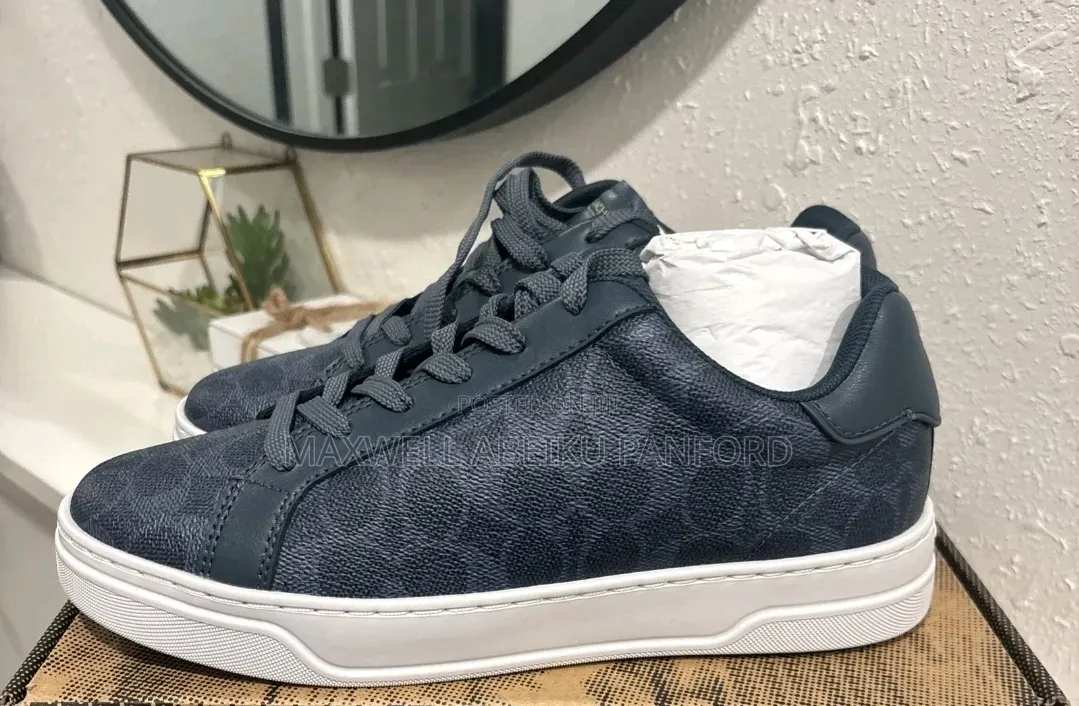 COACH Men's Sneaker Blue Signature C High Line Leather Trim Size 8.5