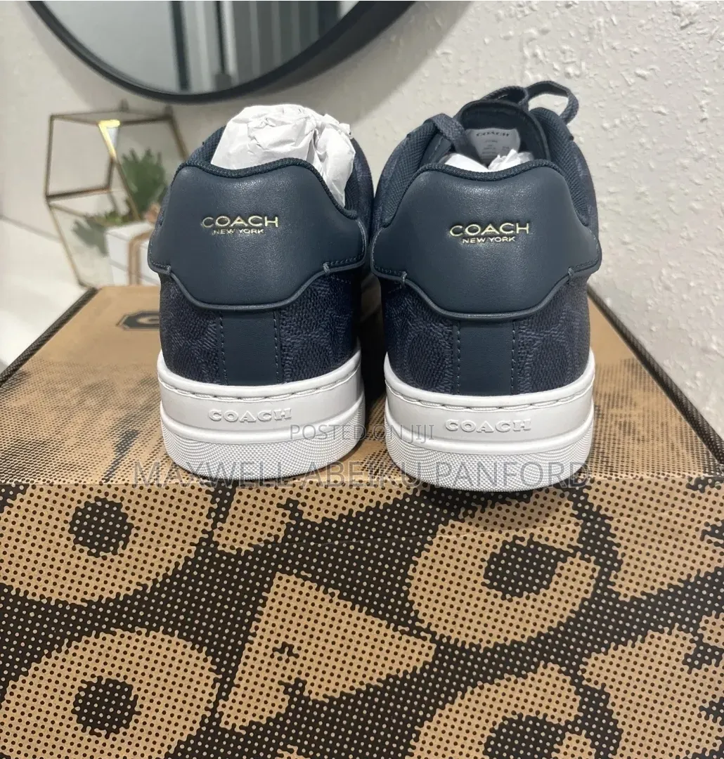 COACH Men's Sneaker Blue Signature C High Line Leather Trim Size 8.5