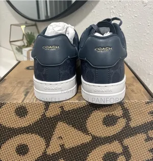 COACH Men's Sneaker Blue Signature C High Line Leather Trim Size 8.5