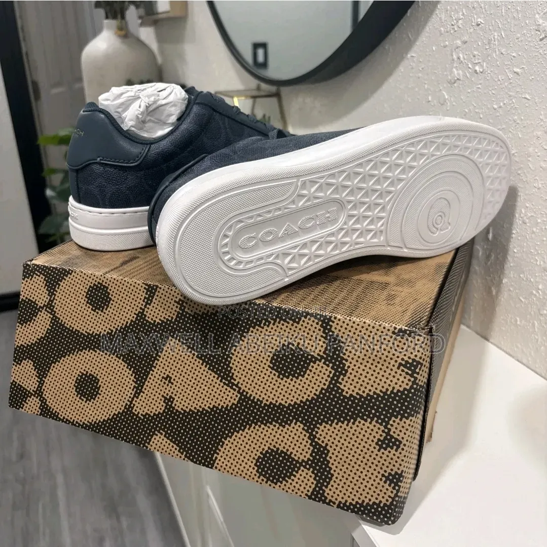 COACH Men's Sneaker Blue Signature C High Line Leather Trim Size 8.5