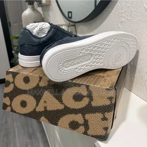 COACH Men's Sneaker Blue Signature C High Line Leather Trim Size 8.5