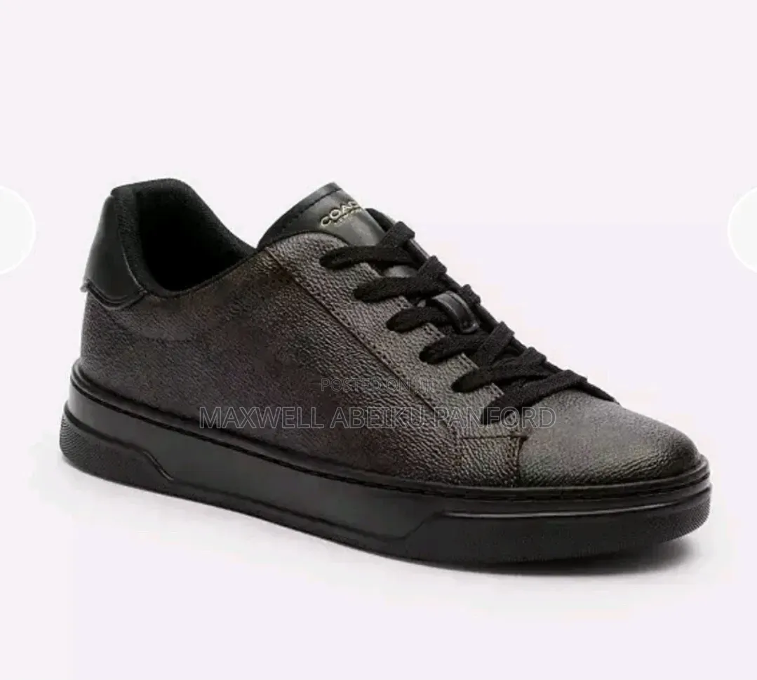 Coach High Line Sneaker in Signature Canvas in Walnut Black