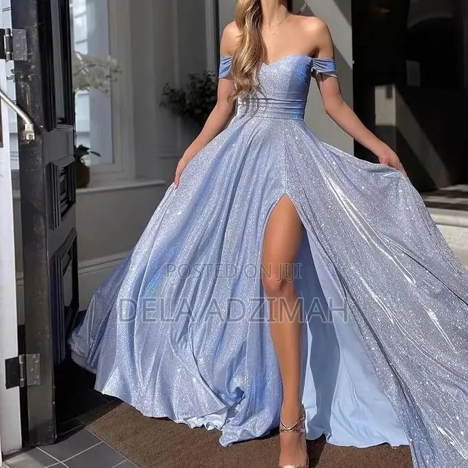 Women's Sexy Sequin Prom Dress Sleeveless High Slit Flared Hem Dress