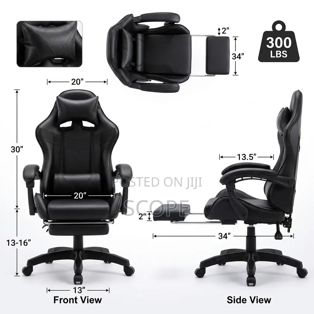 Brand New Black Ergonomic Massage Gaming Chair