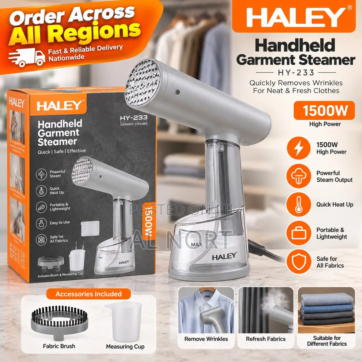 Handheld Garment Steamer – Portable Clothes Steamer With Fabric Brush