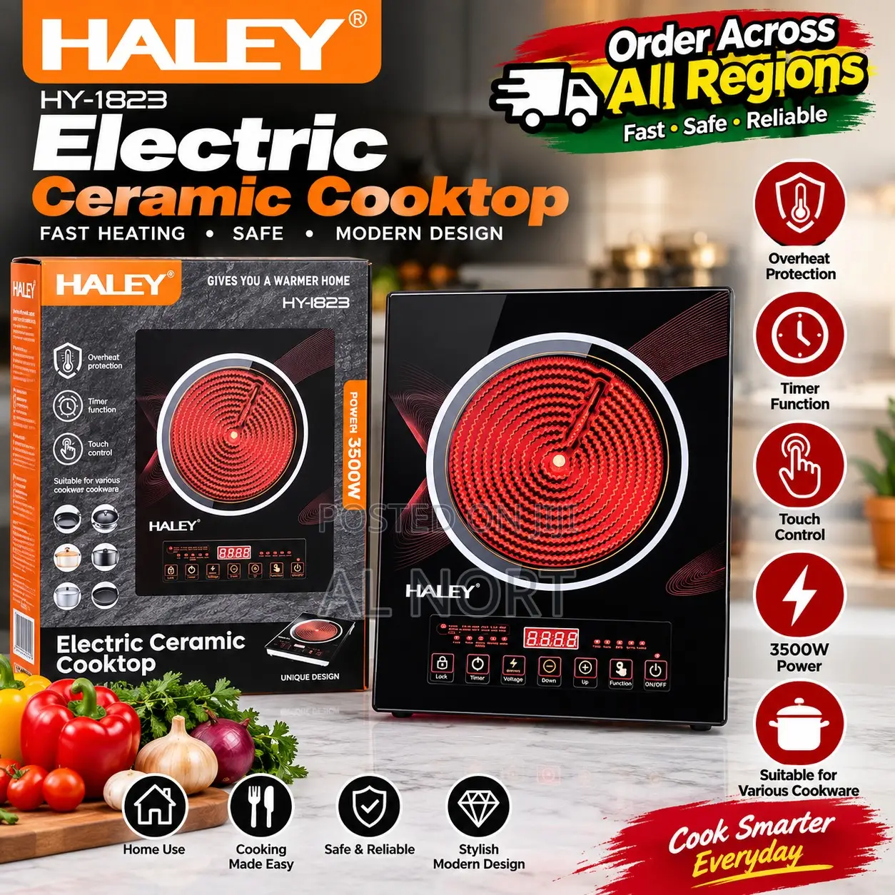 Electric Ceramic Cooktop – Touch Control Infrared Hot Plate With Timer