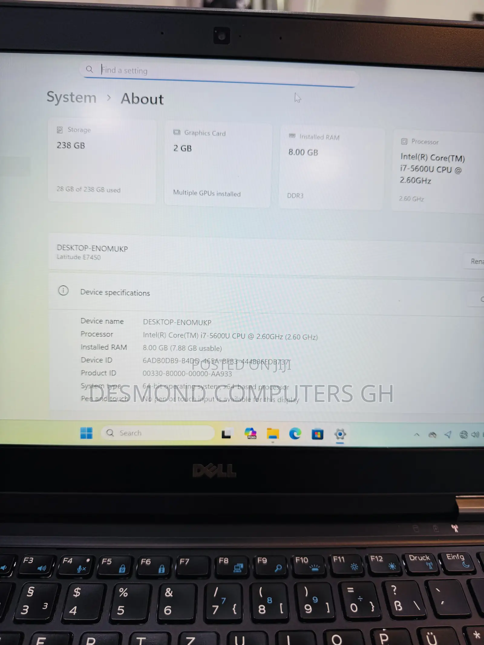Laptop Dell Latitude E7450 8GB Intel Core i7 SSD 256GB
