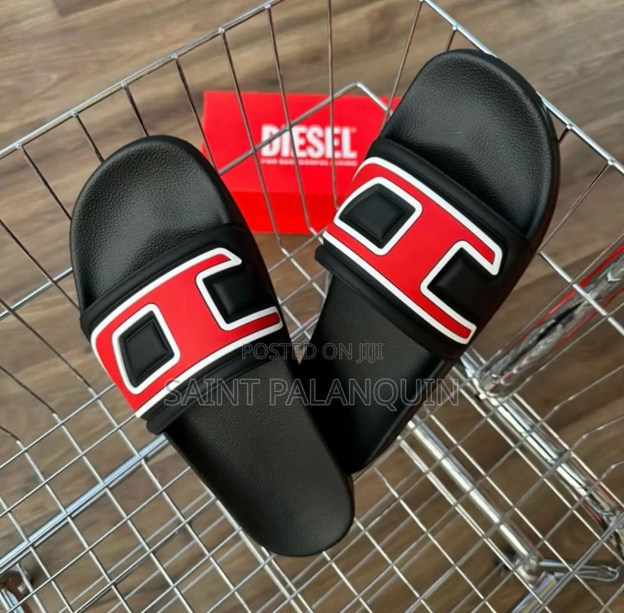 The Diesel Sa-Mayemi D Slides in Black, Featuring a Striking