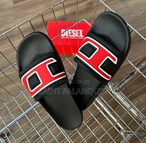 The Diesel Sa-Mayemi D Slides in Black, Featuring a Striking