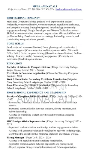 Childcare Babysitting CV