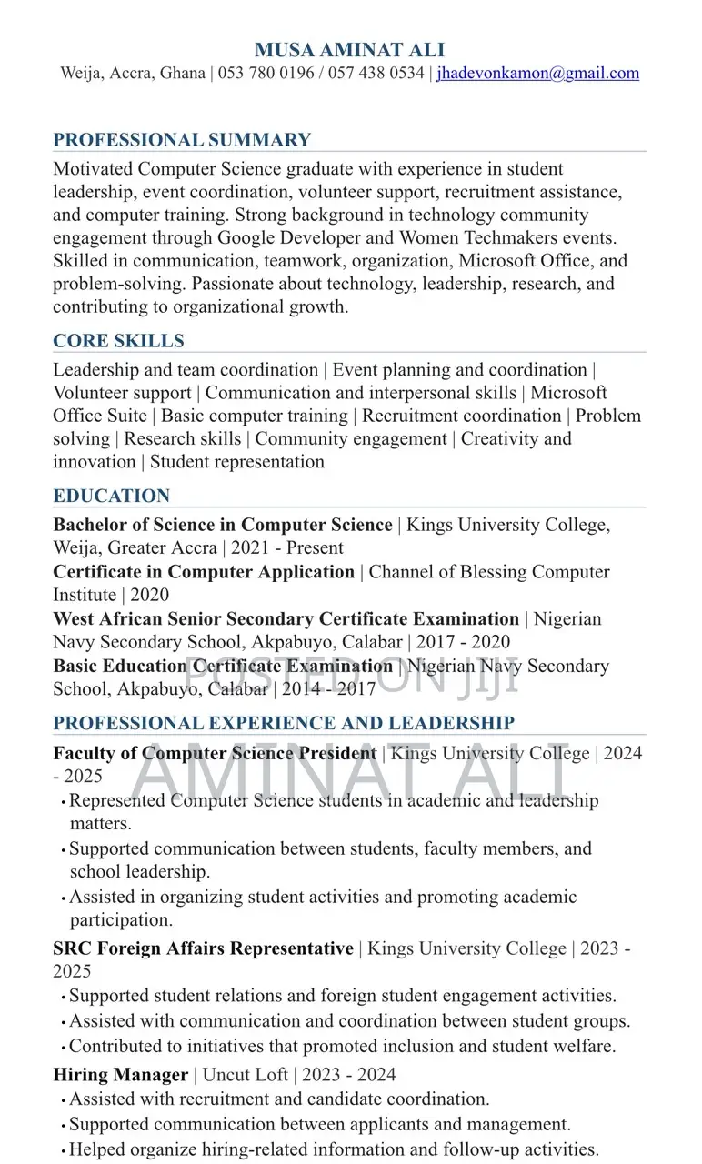 Childcare Babysitting CV
