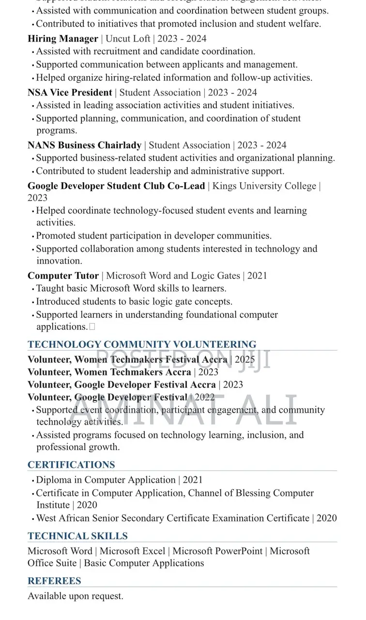 Childcare Babysitting CV