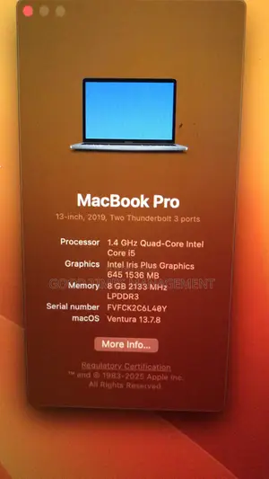 Laptop Apple MacBook Pro 2019 8GB Intel Core i5 SSD 256GB
