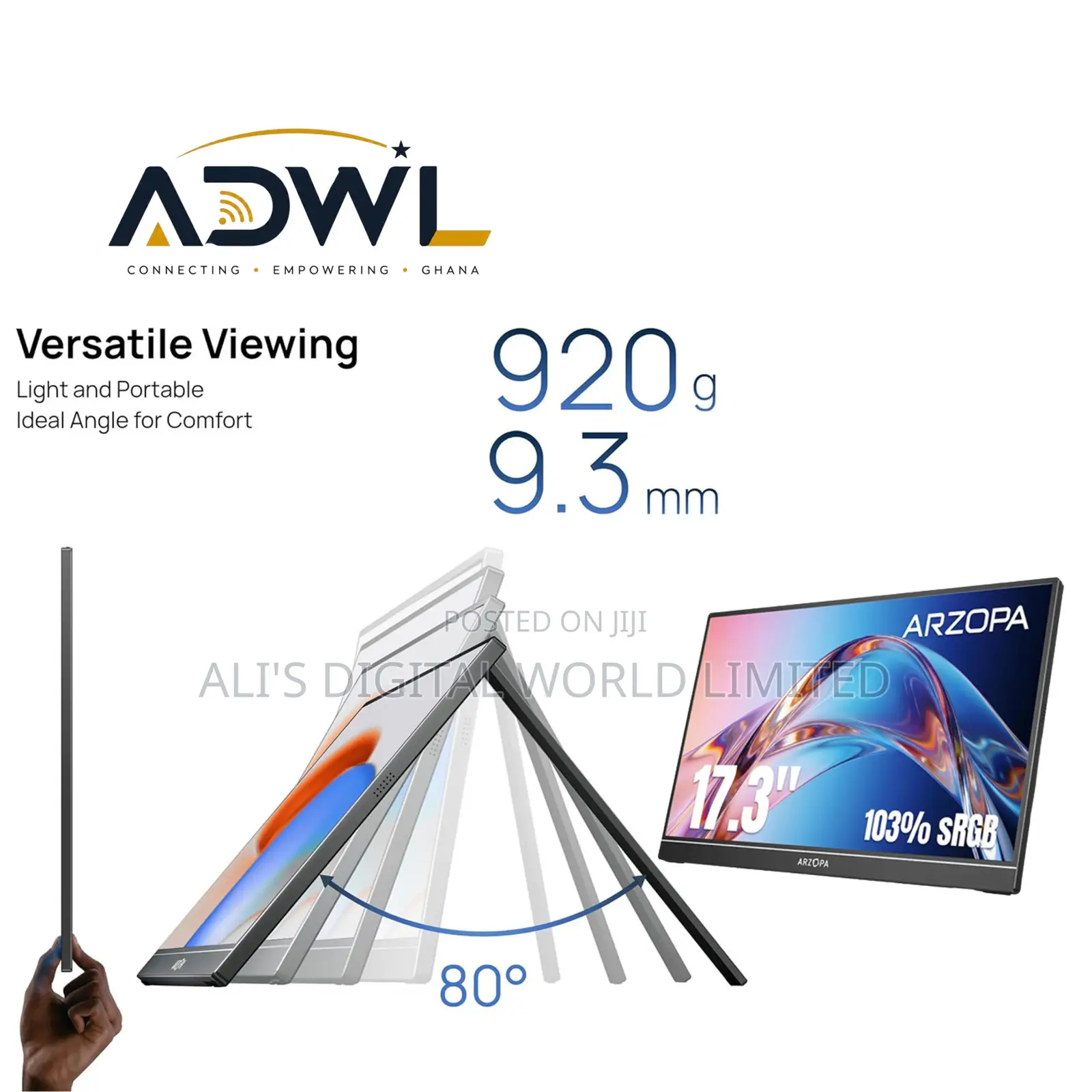 ARZOPA 17.3 Inches Portable Monitor – 1080P Gaming Laptop Monitor