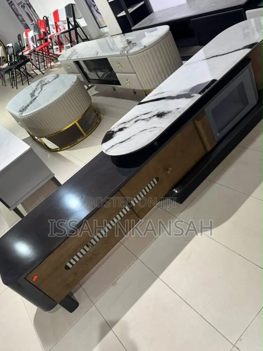Black + Brown Wood TV Stand