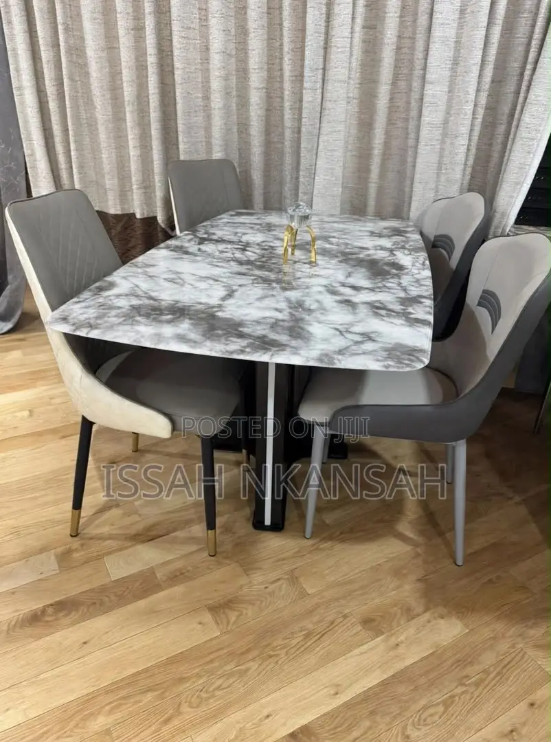 White Marble Dining Set 6 Chairs